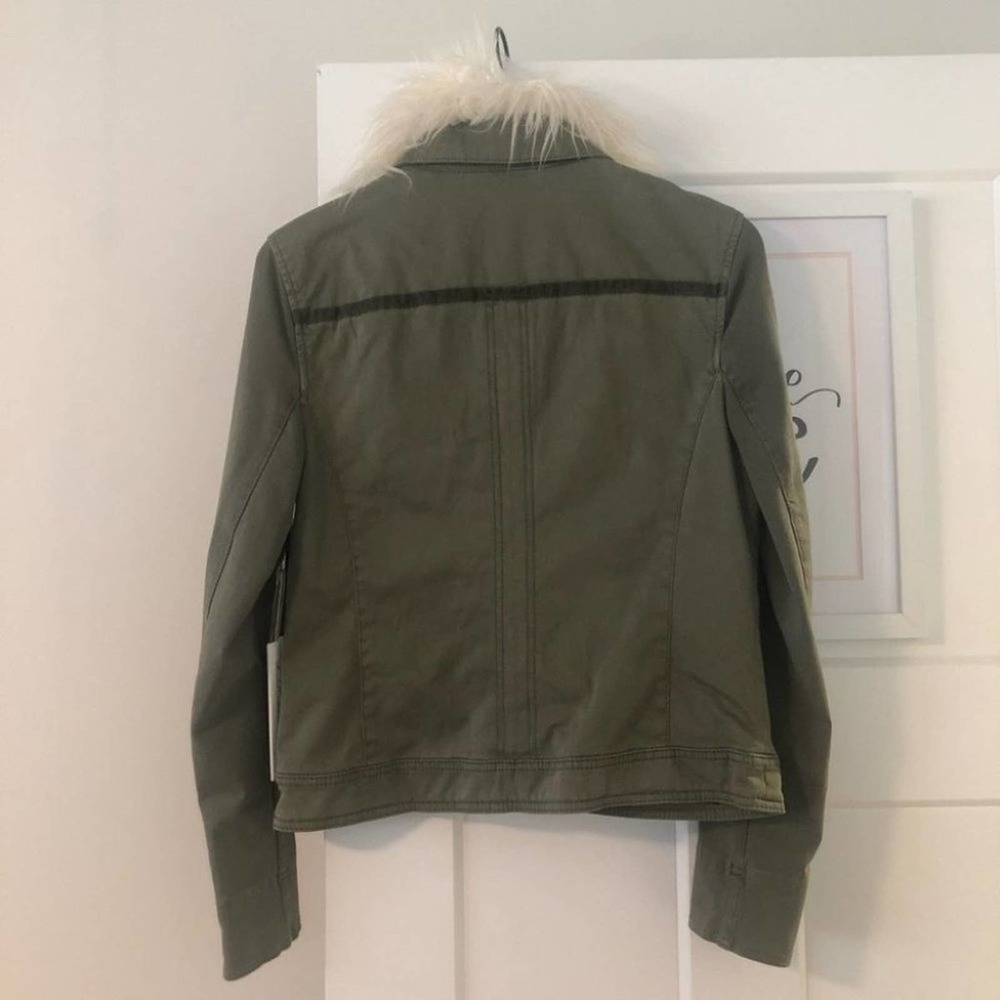 ANTHROPOLOGIE Marrakech Army Green Faux Fur Collared Cadet Jacket Small NEW - Picture 9 of 16